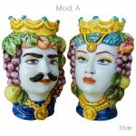 Testa di Moro in ceramica di Caltagirone cm. 13,5 varie decorazioni