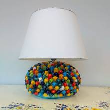 Lampada da tavolo pigna colorata ceramica di Caltagirone cm.52
