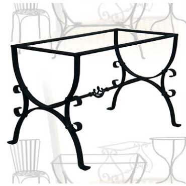 Elide - Base artigianale in ferro battuto per tavoli rettangolari di lunghezza superiore a 160 cm.